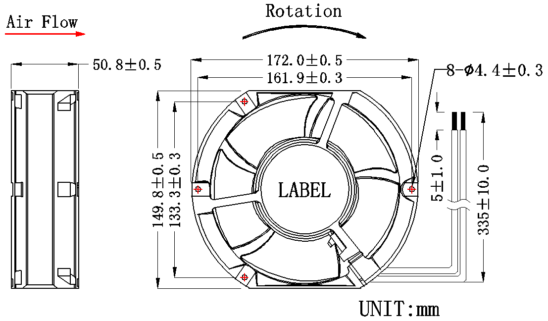 機(jī)柜充電樁光伏等設(shè)備散熱風(fēng)扇開(kāi)孔尺寸